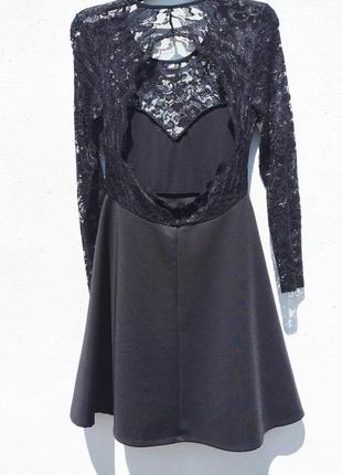 Красивое гипюровое чёрное платье с открытой спиной nelly one5 фото