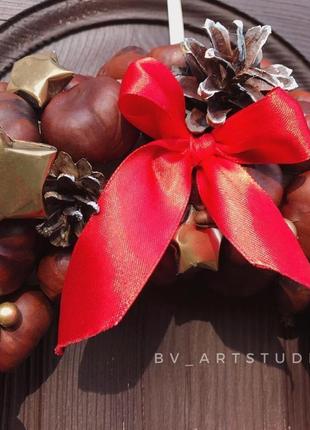 Осенний рождественский веночек, венок новогодний, різдвяний вінок, осінній вінок4 фото