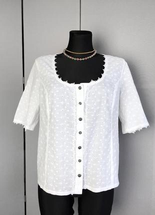 Женская блузка винтаж ретро рубашка белая большая кофта топ дирндль