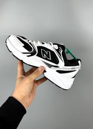 Женские кроссовки нью беланс 530 чёрные с белым / new balance 530 white black3 фото