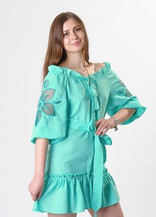 Платье мини с вышивкой ришелье5 фото