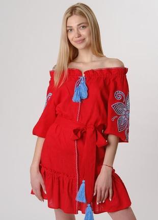 Платье мини с вышивкой ришелье10 фото