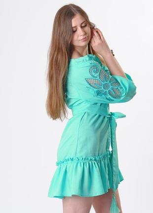 Платье мини с вышивкой ришелье4 фото
