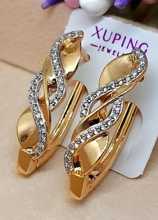 Сережки евелін, медичне золото, позолота 18к і родій, бренд xuping, с-27121 фото