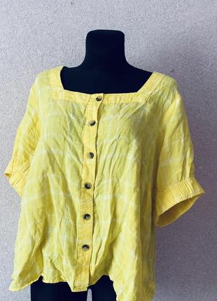Желтая рубашка лен 22 размер1 фото