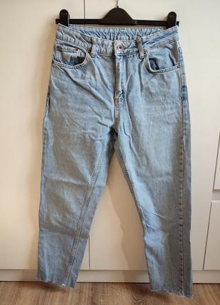 Качественные голубые джинсы высокая посадка базовые
