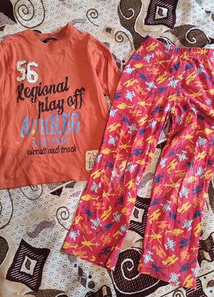 Пижама с динозаврами, штаны, кофта+в подарок реглан, штаны5 фото