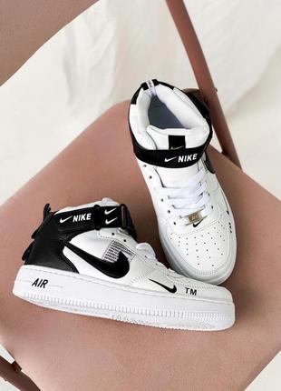 Nike air force 1 high black white tm10 фото