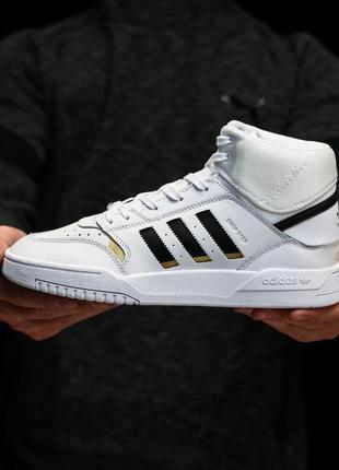 Adidas drop step white black gold