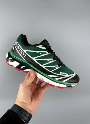 Мужские кроссовки саломон хт-6 зелёные с черным / salomon xt-6 black green