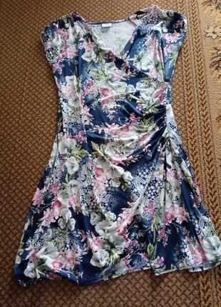 Женская одежда/ платье платье платье в цветы на запах 💙🩷 48/50 размер, вискоза #5 фото