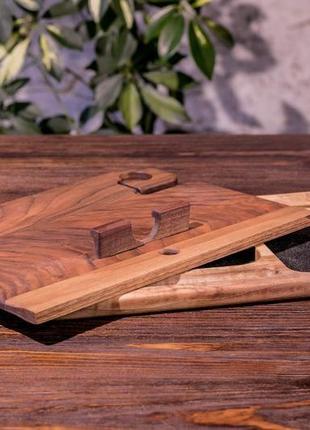 Підставка-органайзер з дерева для гаджетів телефону годинника apple iphone айфон з натурального дере9 фото