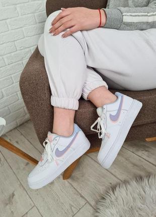 Nike air force 1 white blue pink5 фото