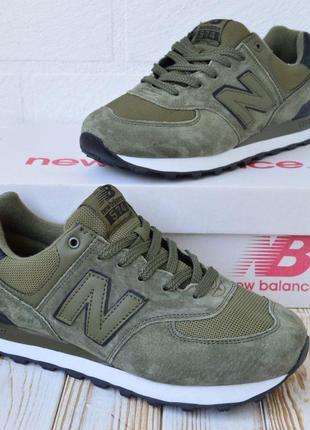 Распродажа! new balance 574 classic кроссовки мужскиебоя баланс весенние осенние демисезонные демисезонное качество низкие замшевые хаки