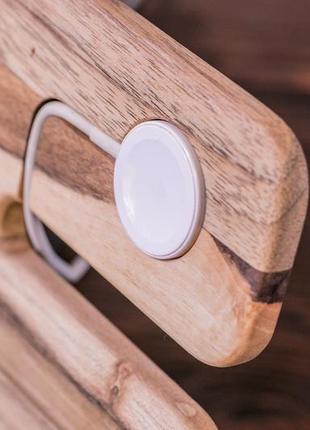 Настольный деревянный органайзер для iphone айфон и часов apple «ibook iwatch»5 фото