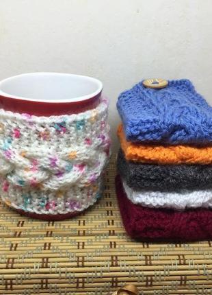Чехол для чашки, теплушка - грелка, свитер на чашку3 фото