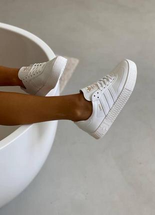 Adidas samba all white шкіра