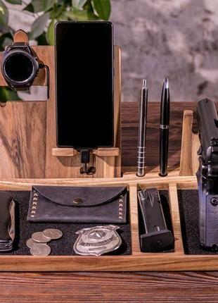 Настольный деревянный органайзер для смартфона samsung часов ручки пистолета ключей очков3 фото