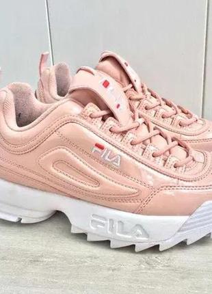 Fila disruptor 2 pink white (лак-шкіра)