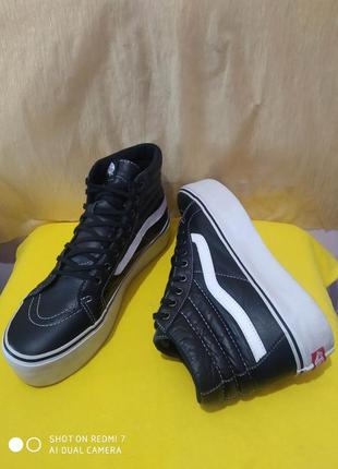 Кожаные кроссовки кеды хайтопы vans sk8-hi platform black high top trainers &lt;unk&gt; asos3 фото