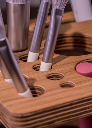 Дерев'яний органайзер для косметики жіноча підставка «beauty station»5 фото