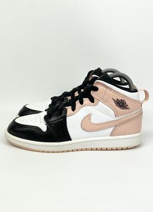 Кросівки nike air jordan 1 mid crimson tint 640734-133 шкіряні високі дитячі на дівчинку оригінал розмір 33.5 - 34