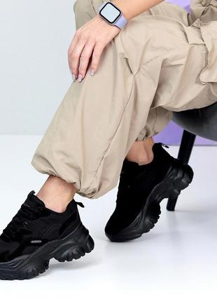 Sale модные текстильные женские черные кроссовки на рельефной подошве весенние весна осень5 фото