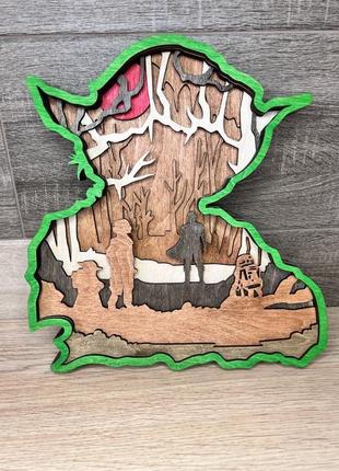 "майстер йода" багатошарова картина з дерева2 фото