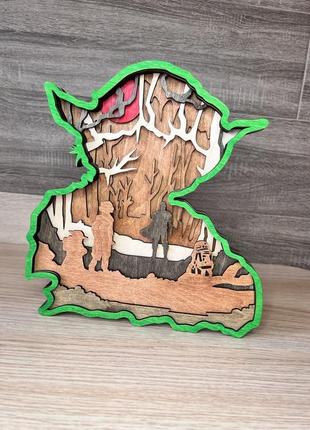 "майстер йода" багатошарова картина з дерева1 фото
