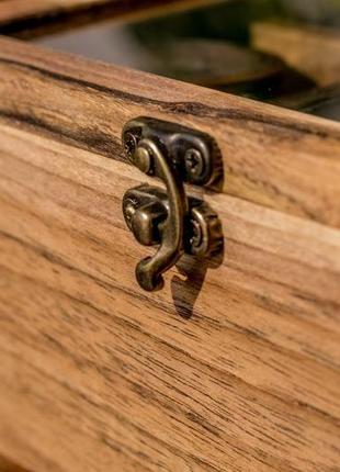 Шкатулка для часов мужская на 6 ячеек с ящиком и стеклянной крышкой