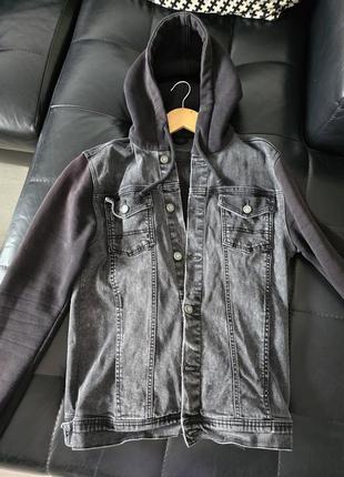 Весняна  куртка джинсова чорно сіра с-м1 фото