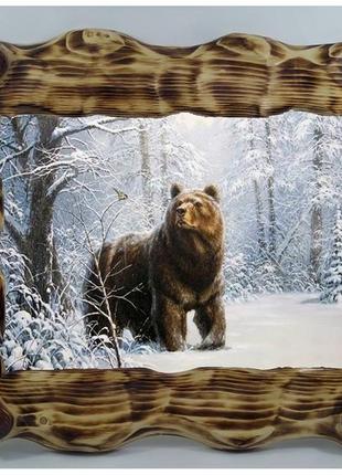 Картина "медведь в зимнем лесу "
