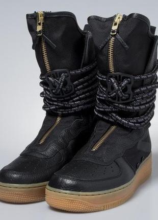 Кросівки nike sf air force 1 high black gum шкіряні черевики високі air jordan retro5 фото