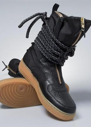 Кросівки nike sf air force 1 high black gum шкіряні черевики високі air jordan retro2 фото