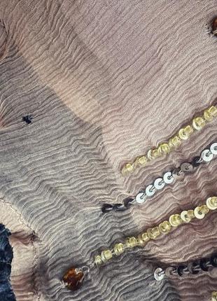 Шовкова майка-блуза розшита бісером і пайетками xs4 фото