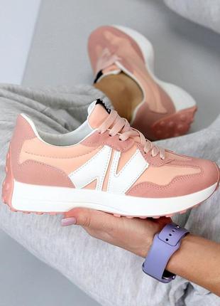 Популярные женские кроссовки известного бренда эко кожа + замша, пудра розовый летние, весенний вари5 фото
