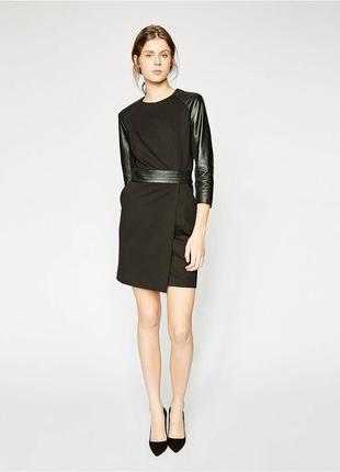 Фирменное красивое платье the kooples leather sleeves dress1 фото