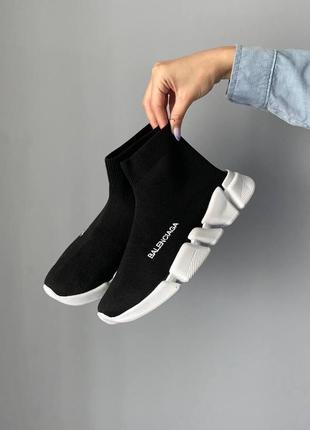 Balenciaga speed trainer black white7 фото