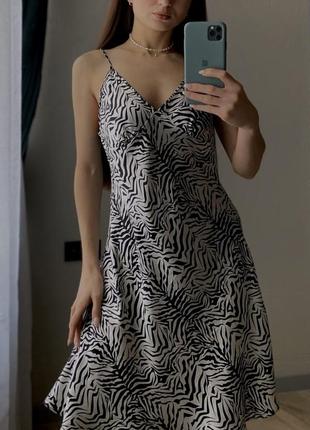 Шелковое платье, платье, принт зебра1 фото