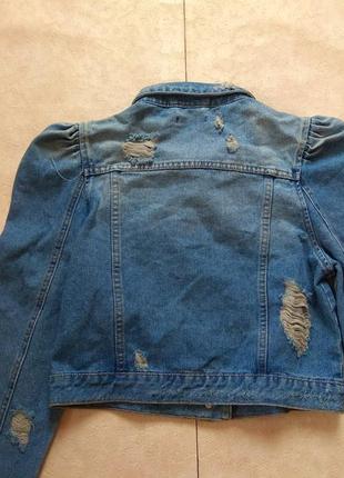 Брендовая укороченная джинсовая куртка рукав фонарь boohoo, 36 размер.2 фото