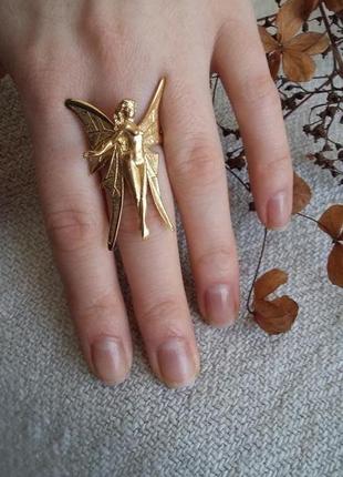 Позолоченное кольцо бабочка фея
