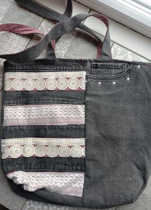 Шопер на підкладці джинсовий 3