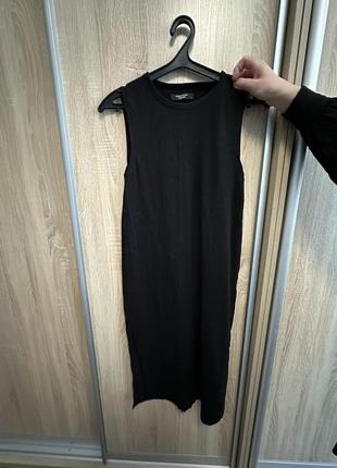 Платье-майка длинная черная с разрезами house