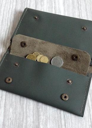 Шкіряний жіночий гаманець "green"3 фото