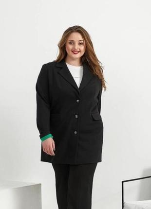 Черный удлиненный пиджак большого размера rigany