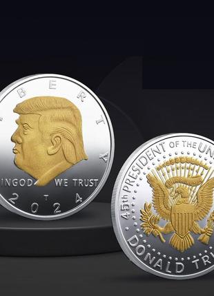 Памятная монета в кошелек дональд трамп президент сша двухцветная2 фото