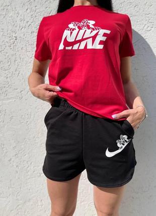 Летний женский костюм комплект футболка и шорты nike1 фото