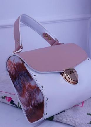 Шкіряна сумка з дерев’яними вставками capri3 фото