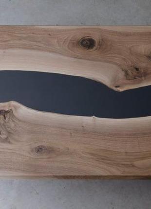 Стол из массива дерева с эпоксидной смолой река лофт мебель слэб орех 1000*600*450 мм7 фото