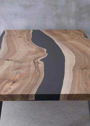 Стол из массива дерева с эпоксидной смолой река лофт мебель слэб орех 2000*900*750 мм1 фото